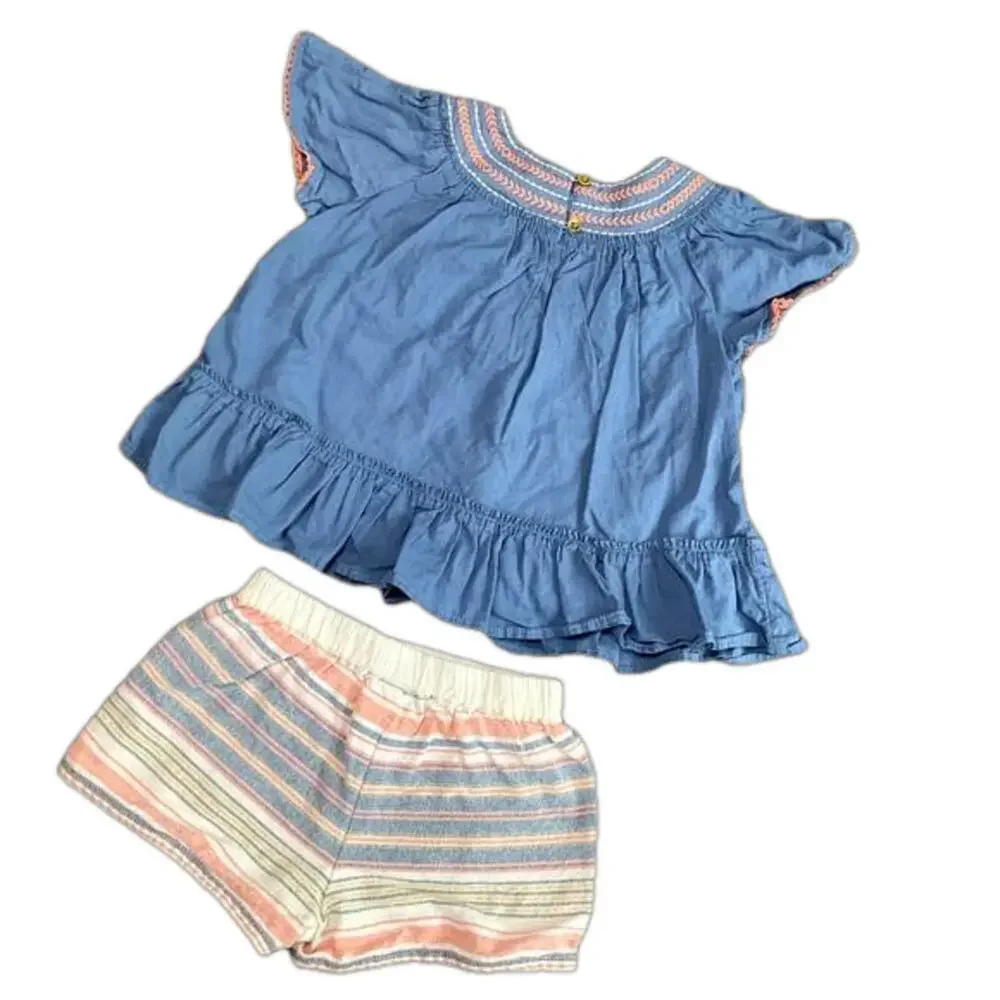 Tommy Bahama Girls Shirt Short 2 Piece Set Size 4T EUC
